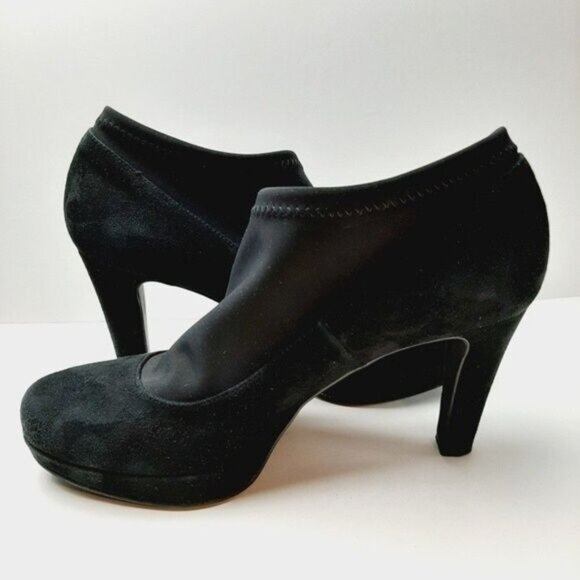 RON WHITE Italy Suede Low Platform Stiletto Heel Slip-on Shoes Sz 9.5 - Picture 11 of 15